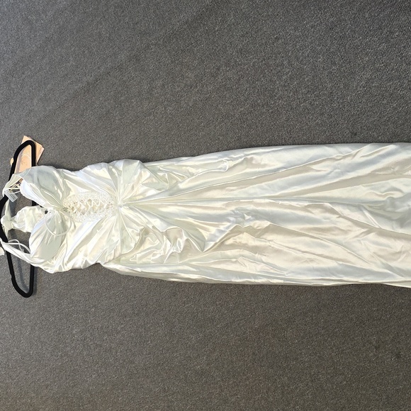 Lacemade Elegant White Satin Gown - Picture 1 of 7